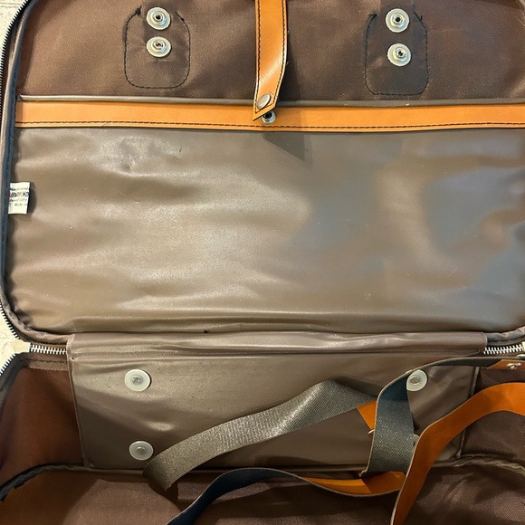 VINTAGE AIRWAY INDUSTRIES MADE IN TAIWAN BROWN/CARMEL NYLON VINYL CARRY BAG - Picture 7 of 11